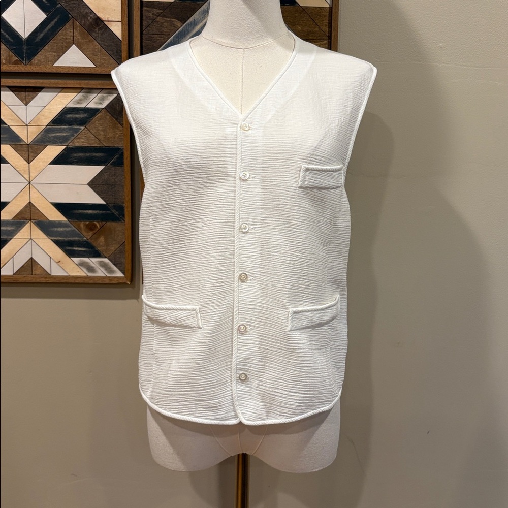 Ralph Lauren Collection White Cotton Viscose Vest size 4 - Picture 2 of 12